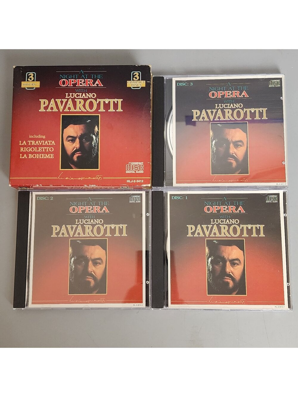 A Night at the Opera with Luciano Pavarotti 3 CD Set La Traviata Rigoletto La